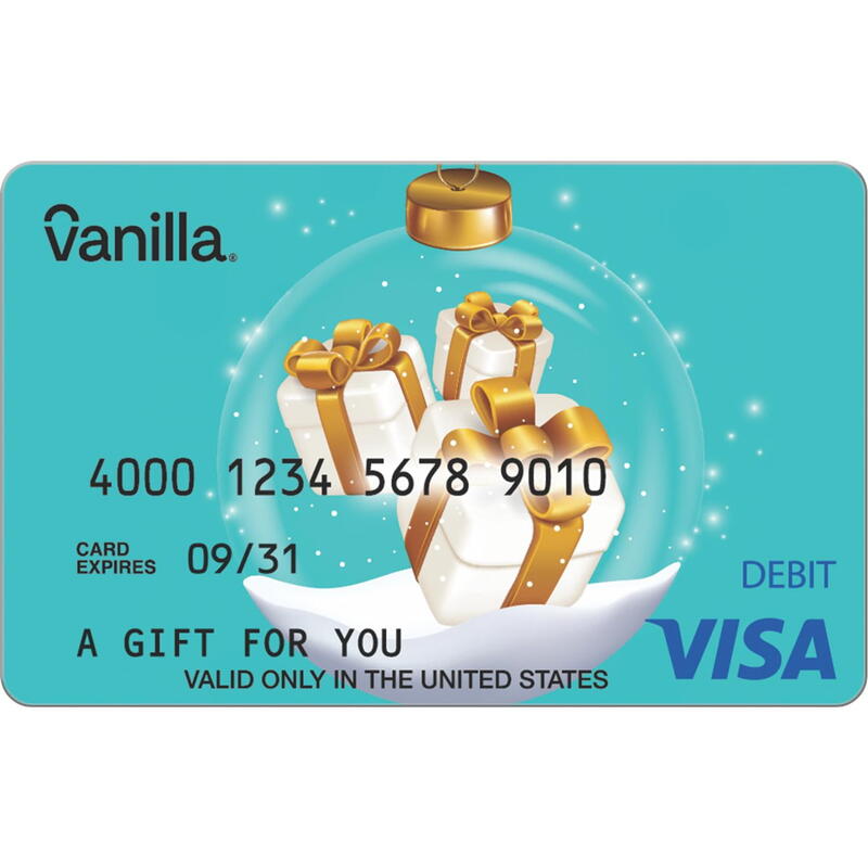 Perfect for Every Season - Festive holiday-themed Vanilla Visa Gift Card with Christmas colors and designs